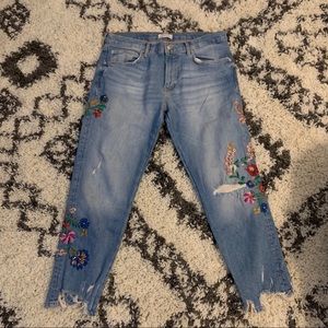 Zara Floral Embroidered Embellished Jeans
